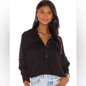 𝅺FP Movement by Free People Windy Meadow Hoodie in Black.  Size medium